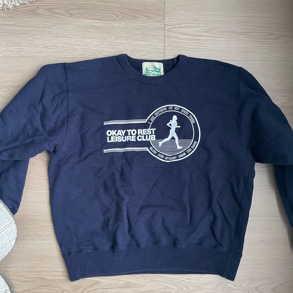 Okay to Rest Crew Neck Navy Sweater